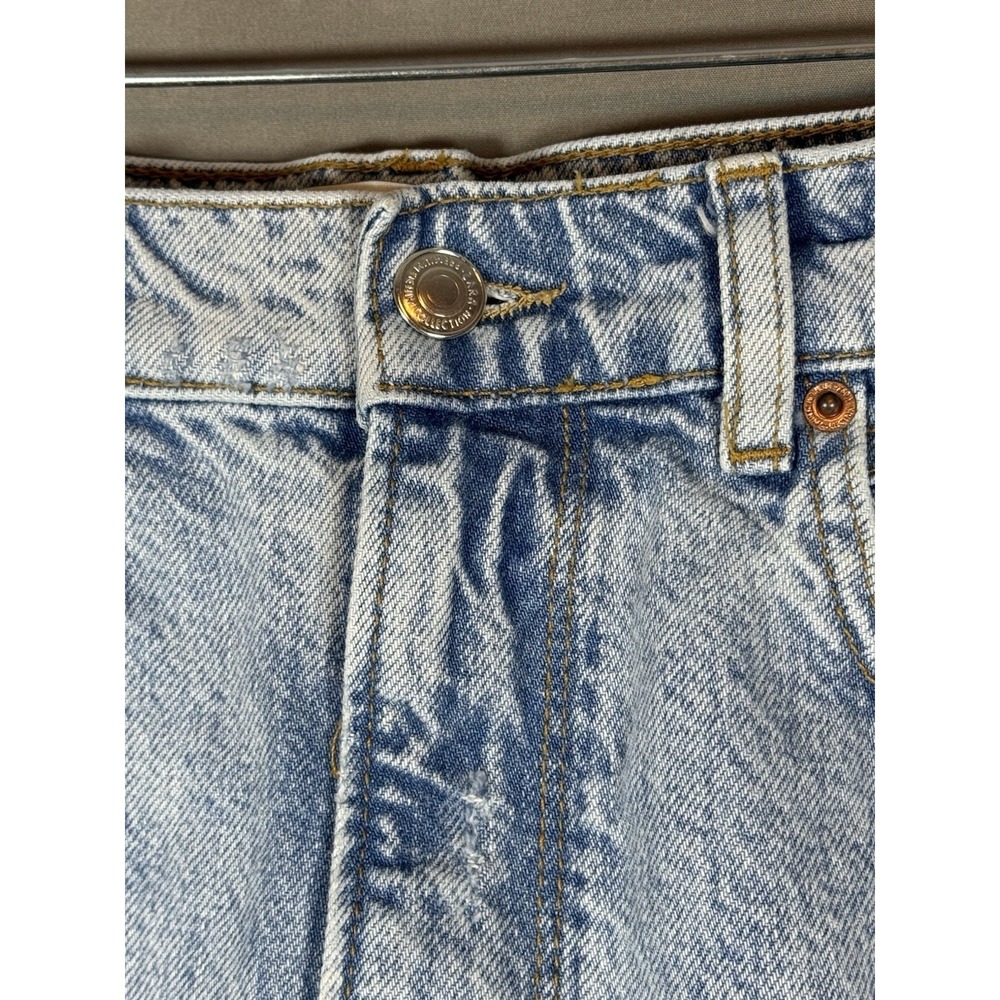 ZARA The Mini Skirt Denim Distressed Destroyed Raw Hem Light Wash Large - Picture 4 of 13